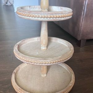 3 tier beaded wood tray